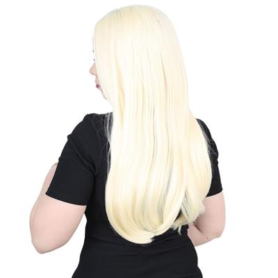 Fiber Sentetik Uzun Düz Peruk - Açık Platin