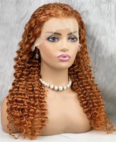 Gerçek Front Lace Tül Peruk - Afro Dalgalı - Bakır 70-75cm