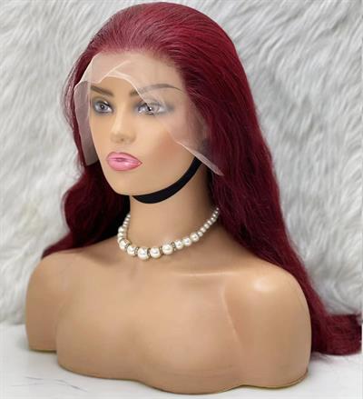 Gerçek Front Lace Tül Peruk - Dalgalı - Koyu Kızıl 70-75cm