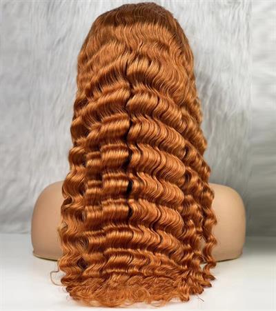 Gerçek Front Lace Tül Peruk - Yoğun Dalgalı - Bakır 70-75cm