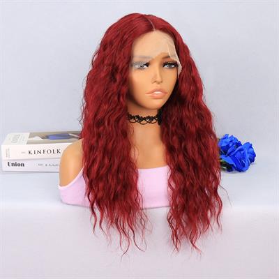 Kabarık Dalgalı Kızıl Tül Peruk