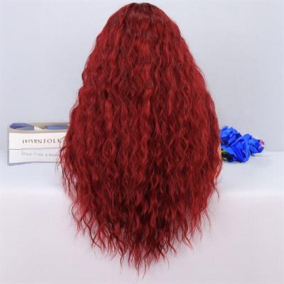 Kabarık Dalgalı Kızıl Tül Peruk