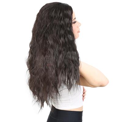 Kabarık Dalgalı Uzun Fiber Sentetik Peruk - Kahverengi