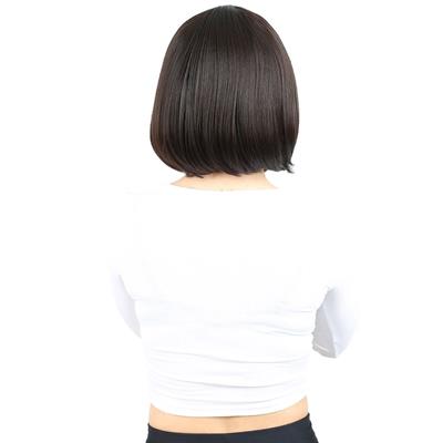 Kahkülsüz Düz Kısa Fiber Sentetik Peruk - Kahverengi