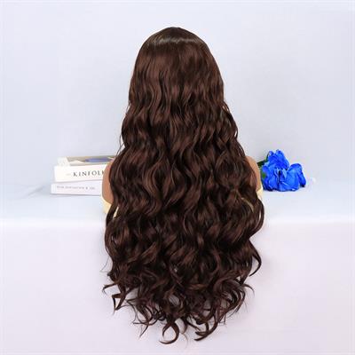 Kahverengi Dalgalı Uzun Tül Peruk