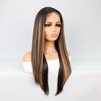 Kahverengi Karamel Işıltılı Fiber Sentetik Düz Tül Peruk