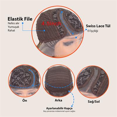 Katlı Kesim Balköpüğü Platin Röfleli Yan Tül Peruk