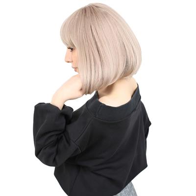 Kısa Küt Perçemli Fiber Sentetik Peruk - Küllü Bebek Sarı