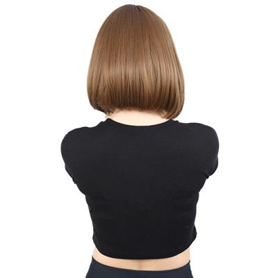 Kısa Küt Perçemli Fiber Sentetik Peruk - Kumral