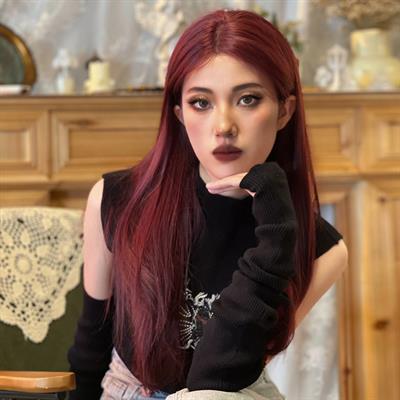 Kızıl Kahverengi Düz Tül Peruk