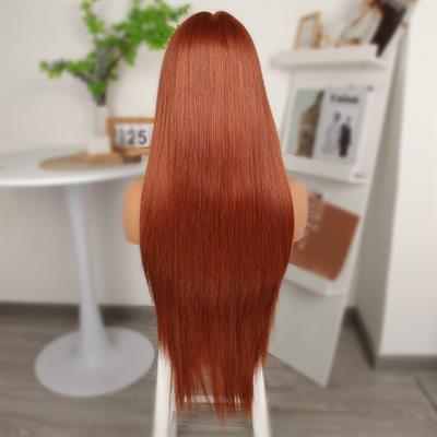 Koyu Bakır Ekstra Uzun Fiber Sentetik Düz Tül Peruk