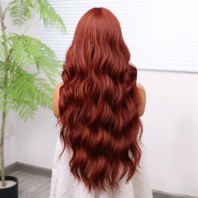 Koyu Bakır Su Dalgalı Tül Peruk