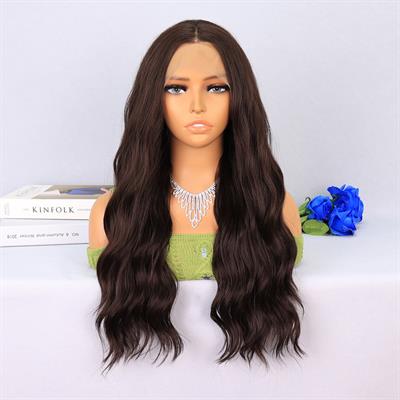 Koyu Kahverengi Dalgalı Tül Peruk