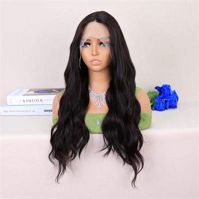 Koyu Kahverengi Su Dalgalı Yoğun Tül Peruk