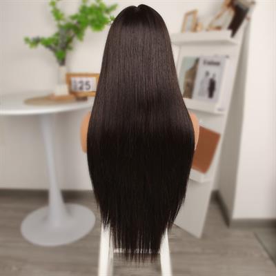 Koyu Kestane Ekstra Uzun Fiber Sentetik Düz Tül Peruk