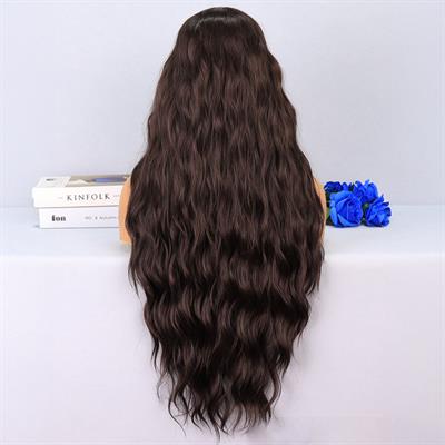 Koyu Kumral Dalgalı Uzun Boy Tül Peruk