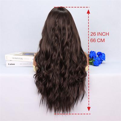 Koyu Kumral Dalgalı Uzun Tül Peruk