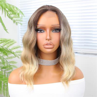 Kumral / Dore Sarı Röfleli Küt Tül Peruk