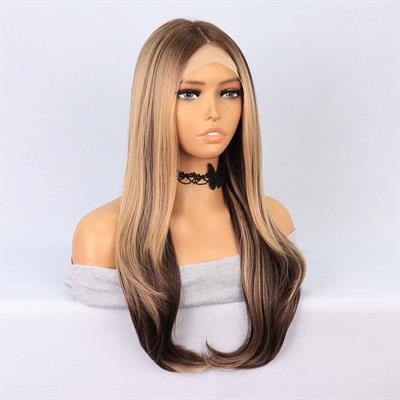 Kumral Balköpüğü Röfleli Katlı Kesim Tül Peruk