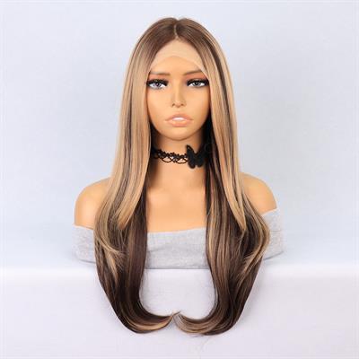 Kumral Balköpüğü Röfleli Katlı Kesim Tül Peruk