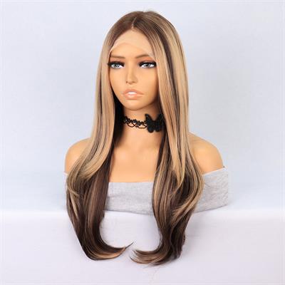 Kumral Balköpüğü Röfleli Katlı Kesim Tül Peruk