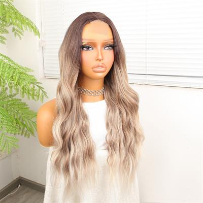 Kumral Beyaz Platin Ombre ve Röfleli Tül Peruk