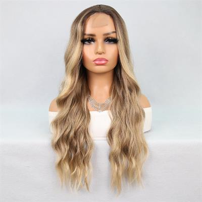 Kumral Dore Sarı Ombre Balköpüğü Röfleli Tül Peruk