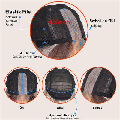 Kumral Dore Sarı Ombre ve Balköpüğü Röfleli Tül Peruk