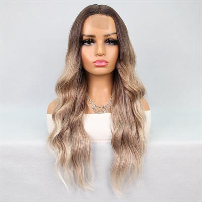 Kumral Platin Ombre Balköpüğü Röfleli Tül Peruk