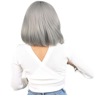 Küt Kahküllü Fiber Sentetik Peruk - Gri