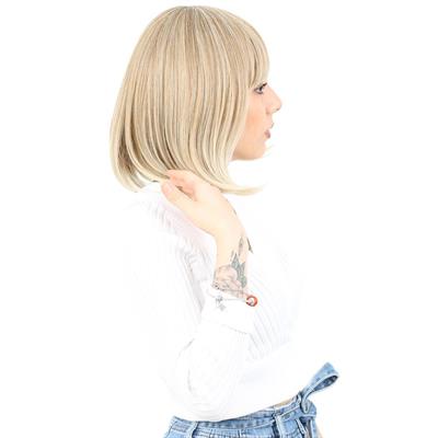 Küt Kahküllü Fiber Sentetik Peruk - Karamel / Platin Röfleli