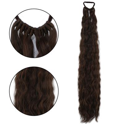 Lastik Tokalı At Kuyruğu Kabarık Afro Dalgalı - Kızıl Kahve