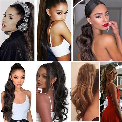 Lastik Tokalı At Kuyruğu Su Dalgalı - Kumral / Beyaz Platin Ombre