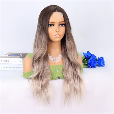 Rus Kumralı Beyaz Platin Ombre ve Röfleli Tül Peruk