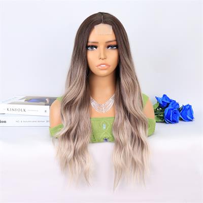 Rus Kumralı Beyaz Platin Ombre ve Röfleli Tül Peruk