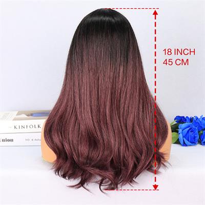 Siyah Açık Kızıl Ombreli Tül Peruk