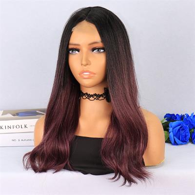 Siyah Açık Kızıl Ombreli Tül Peruk