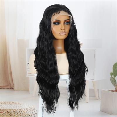 Siyah Bebek Saçlı Fiber Sentetik Tül Peruk