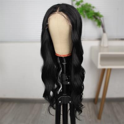 Siyah Dalgalı Fiber Sentetik Tül Peruk