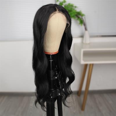 Siyah Dalgalı Fiber Sentetik Tül Peruk