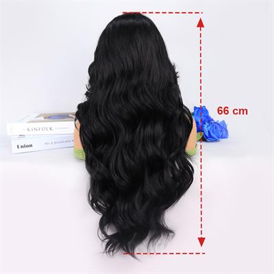 Siyah Dalgalı Uzun Boy Tül Peruk