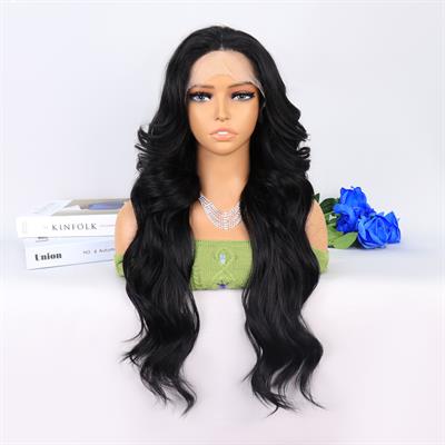 Siyah Dalgalı Uzun Boy Tül Peruk