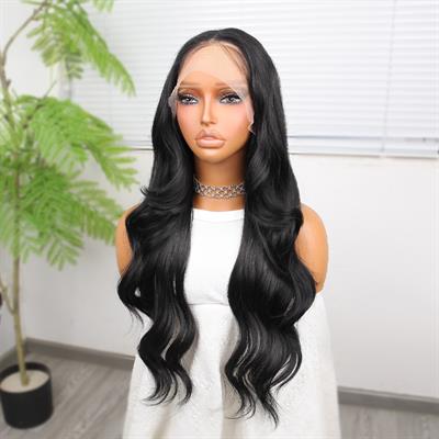 Siyah Fiber Sentetik Dalgalı Tül Peruk