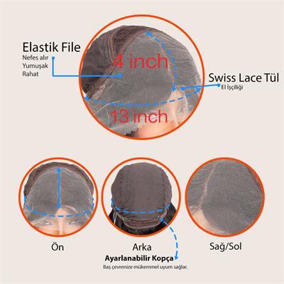 Siyah Fiber Sentetik Hafif Dalgalı Tül Peruk