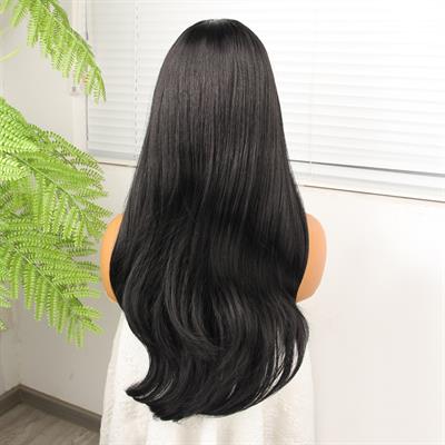 Siyah Fiber Sentetik Hafif Dalgalı Tül Peruk