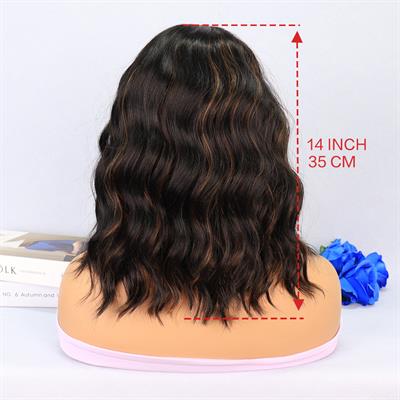 Siyah Karamel Işıltılı Fiber Sentetik Tül Peruk