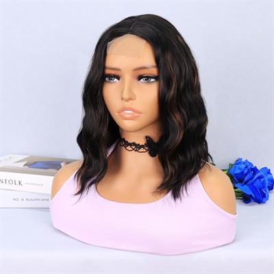 Siyah Karamel Işıltılı Fiber Sentetik Tül Peruk