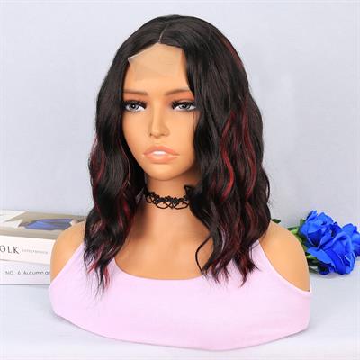 Siyah Kızıl Işıltılı Tül Peruk