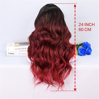 Siyah Kızıl Ombreli Tül Peruk