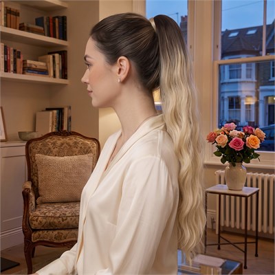 Tokalı Protein Fiber Sentetik At Kuyruğu - Kumral Platin Sarı Ombre